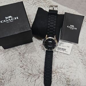 Coach Silver and Black Silicone Watch